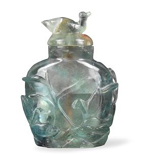 Chinese Fluorite Carved Snuff Bottle, Qing D.