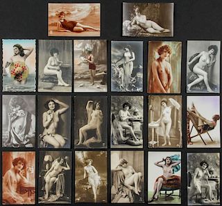 20 Antique Risque French Postcards