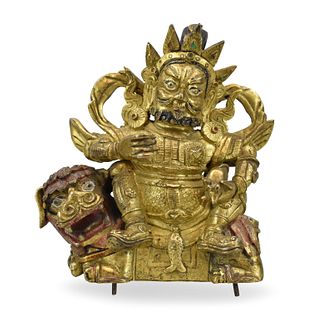Chinese Gilt Bronze Figure of Vaishravana,18th C.