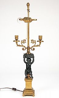 Bronze Figural Candelabra Lamp