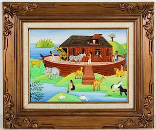 Folk Art Noah's Ark Painting