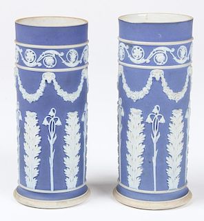 2 Wedgewood Jasperware Beaker Vases