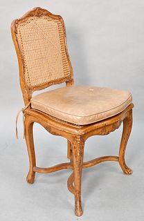 Louis XV Carved Caned Side Chair. 