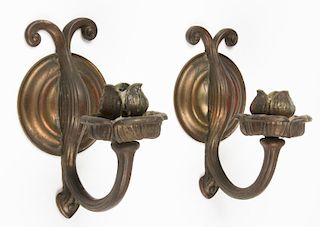 2 Arts and Crafts Bronze Gas Sconces