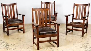 4 Arts and Crafts Style Armchairs