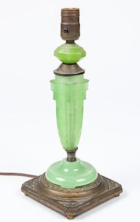 Early 20th C Jadeite Glass Table Lamp