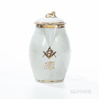Masonic Decorate Export Porcelain Cider Jug