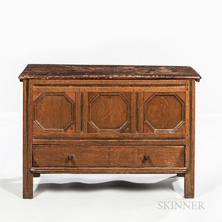 Oak and Pine Joined Chest Over Drawer, "B.N.,"