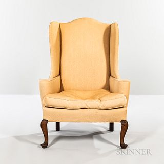 Queen Anne Mahogany Upholstered Easy Chair