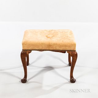 Queen Anne Mahogany Upholstered Footstool