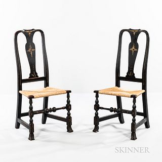 Pair of Painted Queen Anne Side Chairs