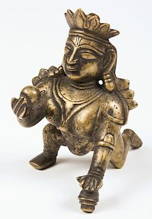 Heavy Brass Baby Krishna Statue, Ca. 1800