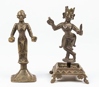 Rare Bronze Radha Statue and Laxmi Lamp