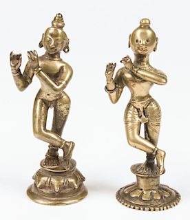 2 Bronze Krishna Statues, Ca 1800