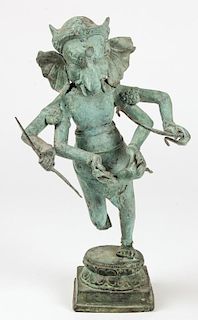 Verdigris Bronze Ganesh Figure