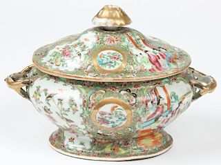 Antique Chinese Rose Medallion Tureen