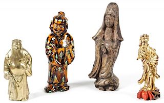 4 Asian Metal and Porcelain Figures