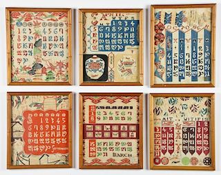 Kiesuke Serizawa (Japanese, 1895-1984) 6 Calendar Prints