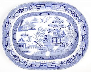 Antique Chinese Export Blue and White Porcelain Platter