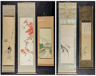A Collection of 5 Japanese Paintings (17th-20th century)