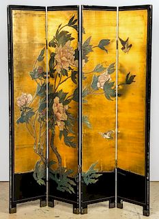 Chinese Lacquer 4 Panel Screen