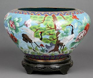 Large Cloisonne Bowl on Stand