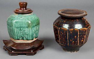 2 Antique Korean Lidded Jars