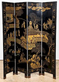 Vintage Chinese Lacquer Screen