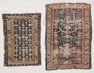 2 Antique Shirvan Rugs: 3'6" x 4'11" and 3'8" x 3'10"