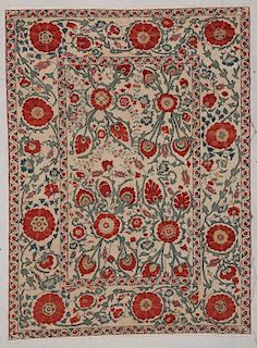 Afghan Suzani Style Rug: 5'2" x 7' (157 x 213 cm)