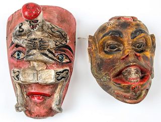 2 Vintage Mexican Festival Diablos Masks