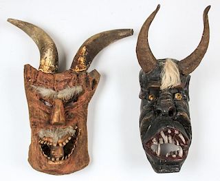 2 Vintage Mexican Festival Diablos Masks