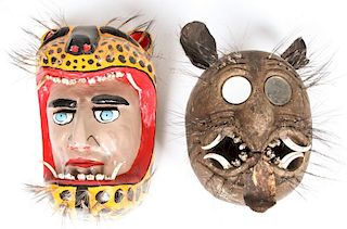 2 Vintage Mexican Tigre Dance Masks