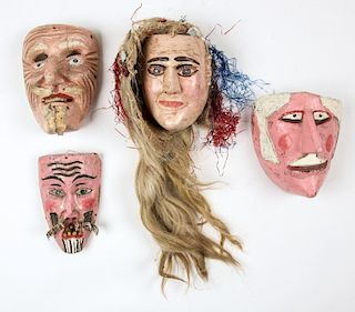 4 Vintage Mexican Viejos Masks