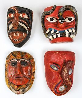 4 Vintage Mexican Festival Diablos Masks