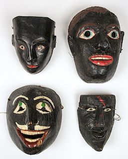 4 Vintage Mexican Festival Negritos Masks