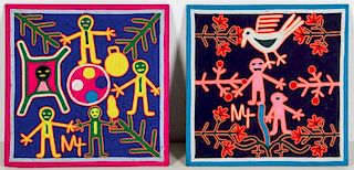 2 Mexican Huichol Yarn Paintings