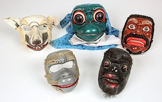 5 Vintage Kinetic Indonesian Masks