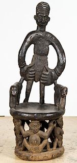 African Carved Throne Chair