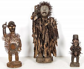 3 African Nail Fetish Figures
