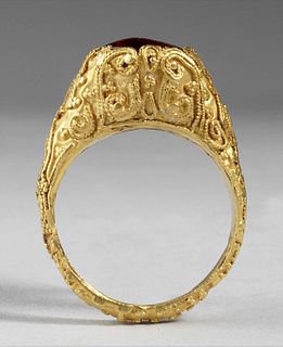 Stunning 11th C. Persian Islamic Gold & Garnet Ring