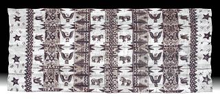 19th C. Tongan Tapa Bark Cloth Eagles & Lions