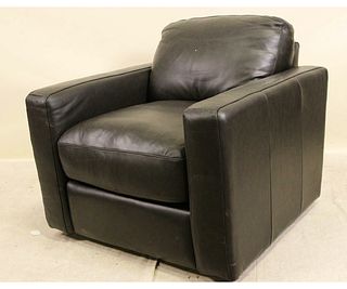LEATHER ITALIA GRAY LEATHER CLUB CHAIR