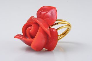 Carved Coral Ring