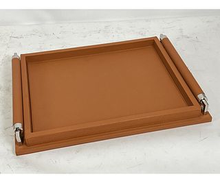 SET OF TWO LEATHER TRAYS