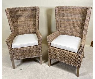 PAIR OF KEY LARGO RATTAN WINGBACK CHAIRS