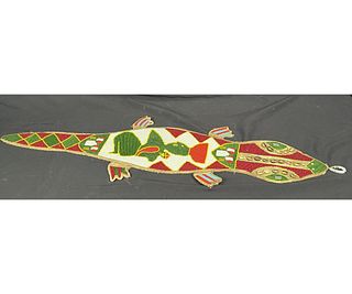 AFRICAN BEADED ALLIGATOR WALL HANGING