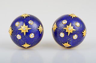 Trianon Lapis Dome Earclips