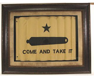 FRAMED HANDSTITCHED CANVAS COME AND TAKE IT FLAG