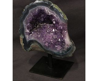SMALL AMETHYST GEODE ON STAND